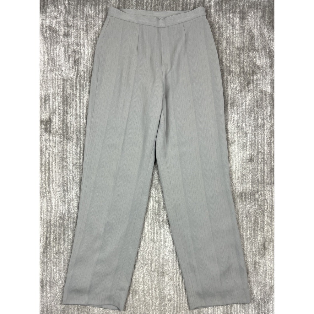 Kasper Dress Pants Womens 6 Grey High Rise Straight Leg Textured Pleated Front